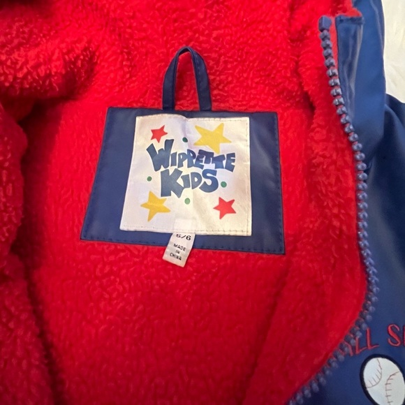 WIPPETTE KIDS Raincoat Lined Hooded All Sports Themed Boy's Sz5/6 Blue/yellow - Picture 2 of 7